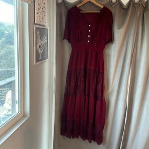 NWOT cranberry maxi dress